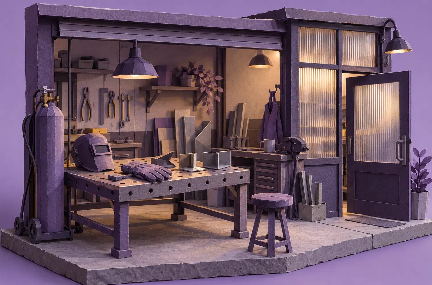 Illustration of fabrication businesses and their working space