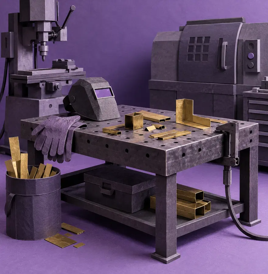 Illustration of fabrication businesses equipment and workspace